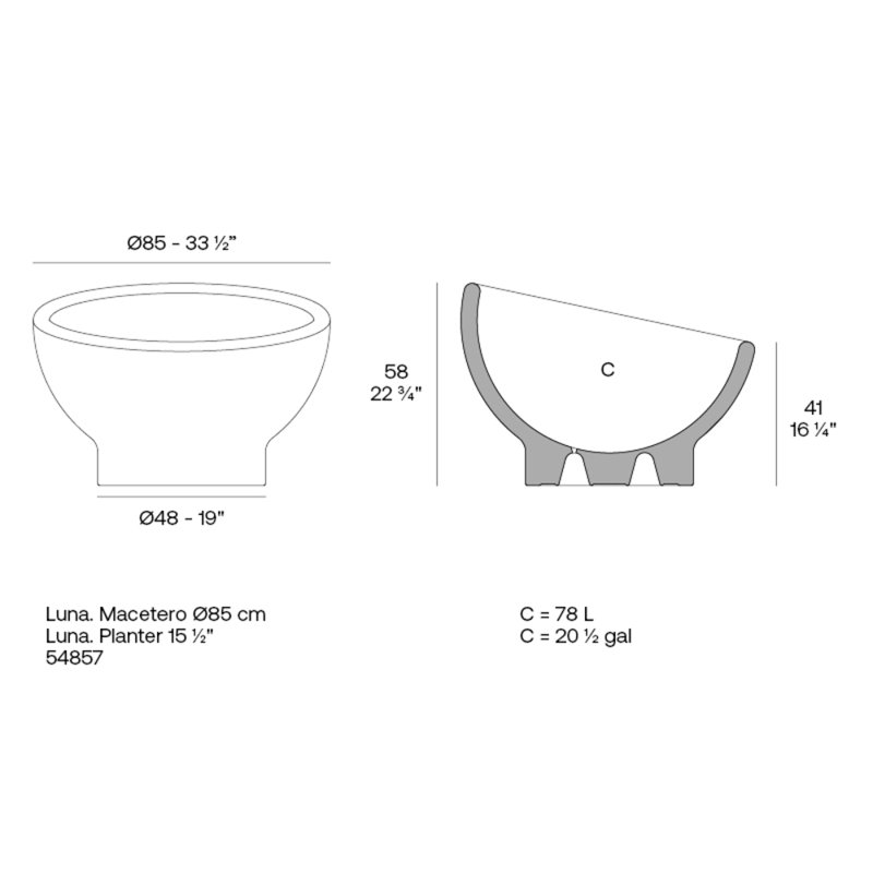 Luna Planter, 22.75" H x 33.5" W x 33.5" D, White