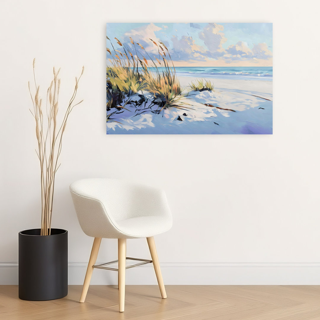 Grassy Sand Dunes Beach Contemporary Peaceful Serene Coastal Wall Art Print
