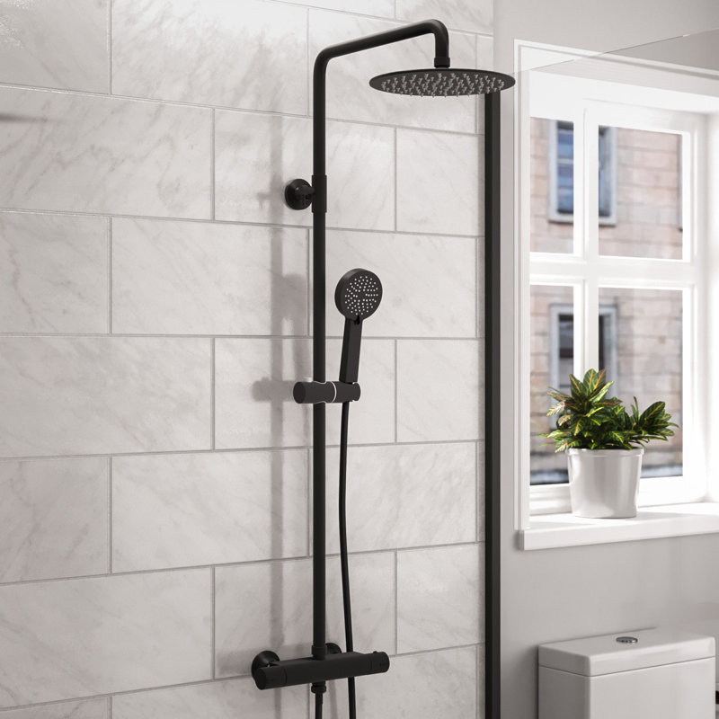 Culbert Thermostatic Shower with Dual Shower Head, Matte Black