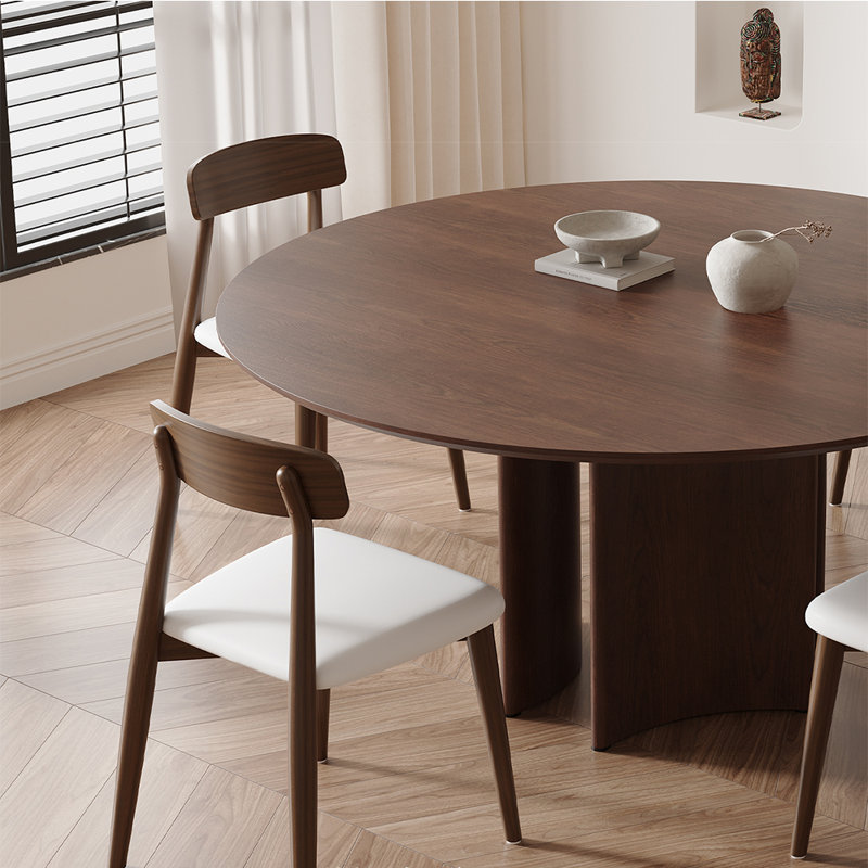 Table de salle à manger ronde en bois de noyer noir, H 29,52 po x L 51,18 po x l 51,18 po