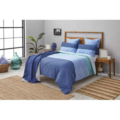 Nautica Grace 100% Turkish Cotton Duvet Cover Set, Blue Multi