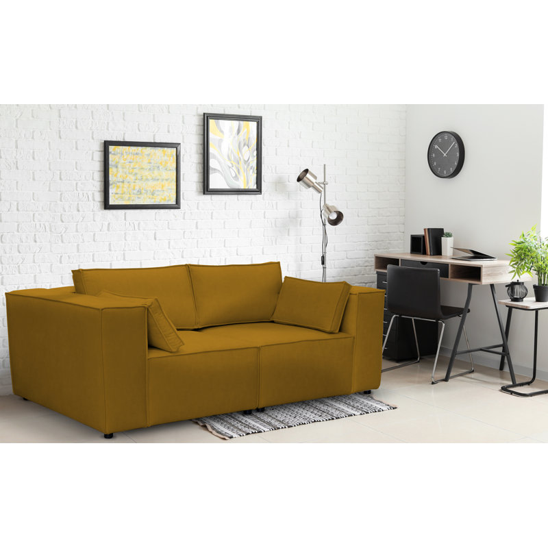 Natan 3 Seater Corner Sofa , Dark Orange