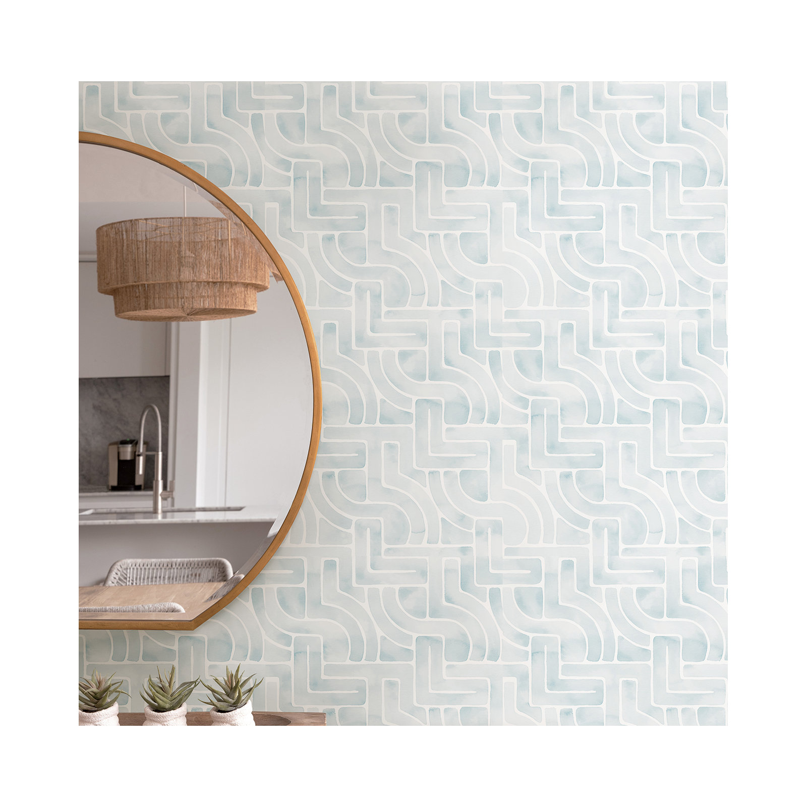 Modern Peel & Stick Geometric Wallpaper, Blue
