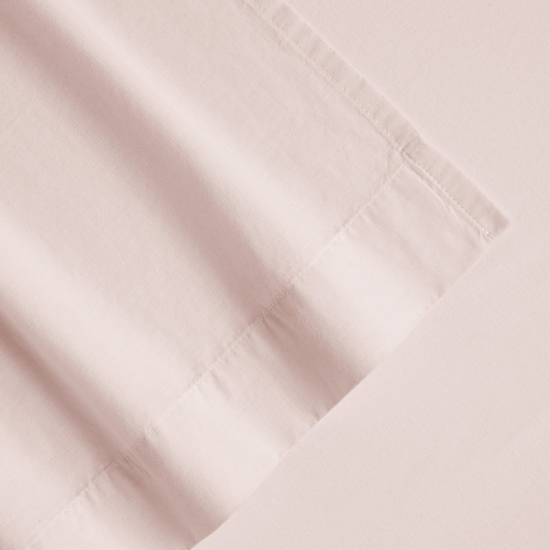 100% Cotton Percale Brushed & Washed 4 Piece Sheet Set, King Sheet Set with 2 Pillowcases, Rose