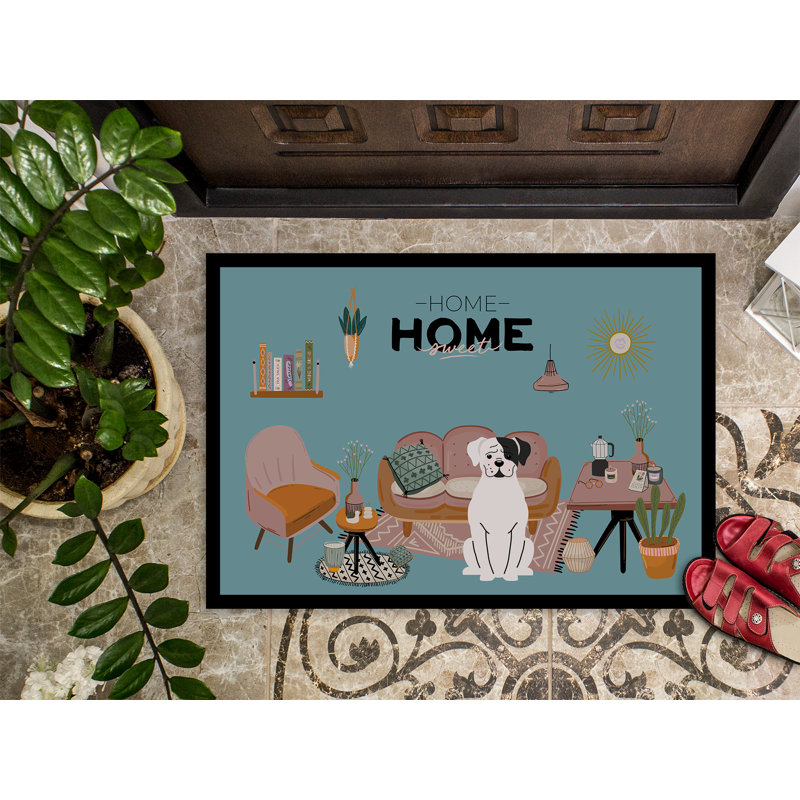 Tapis d'entrée antidérapant Guerline L 27 po x l 18 po, Boxer blanc