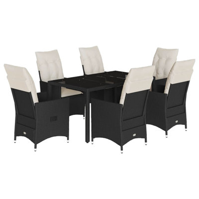 Garden Dining Set Black, Cream