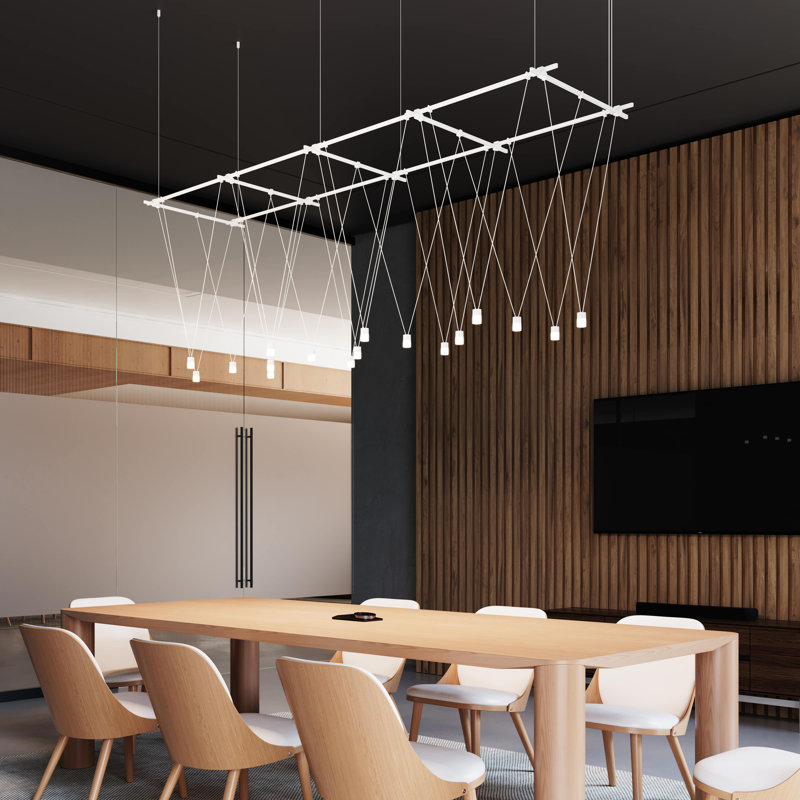 Lustre cylindrique à DEL géométrique à 17 lumières Suspender®, Blanc satiné
