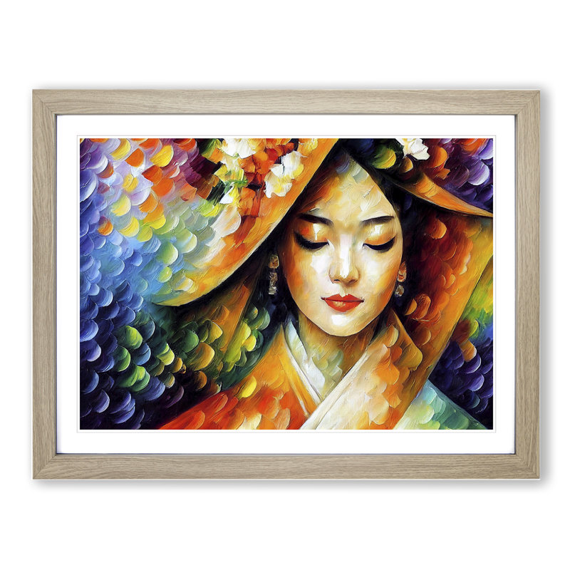 Shimmering Geisha Vol.3 Abstract - Framed Print, 46cm H x 64cm W x 2cm D, Oak