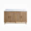 Meuble-lavabo de salle de bain autoportant 60 po entièrement assemblé en bois massif avec plateau blanc d'ingénierie entièrement assemblé