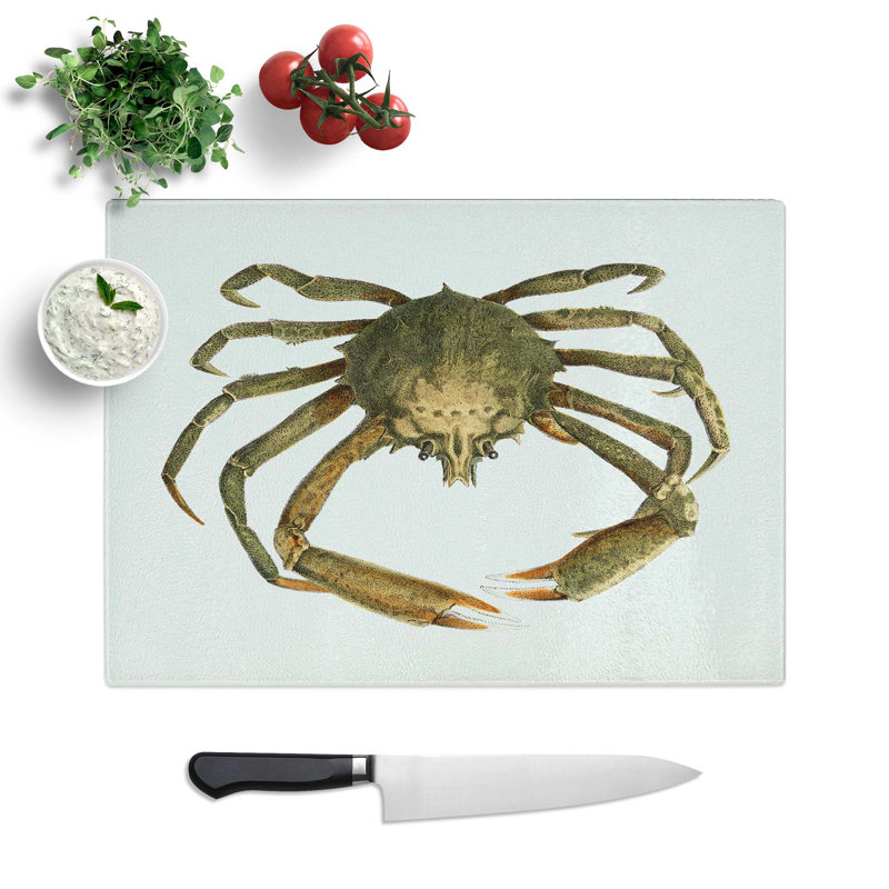 Tempered Glass Spider Crab by J.E. De Kay Chopping Board, 39 cm W x 28.5 cm L