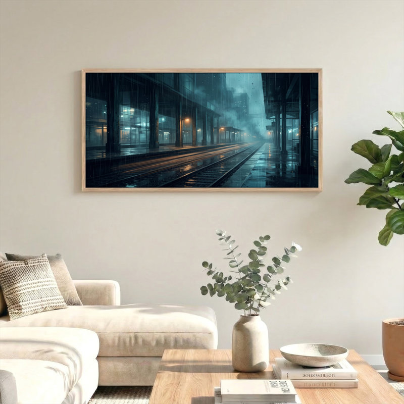 Ensemble de 1 tableau sur toile « Station pluvieuse », L 40 po x H 20 po, Naturel