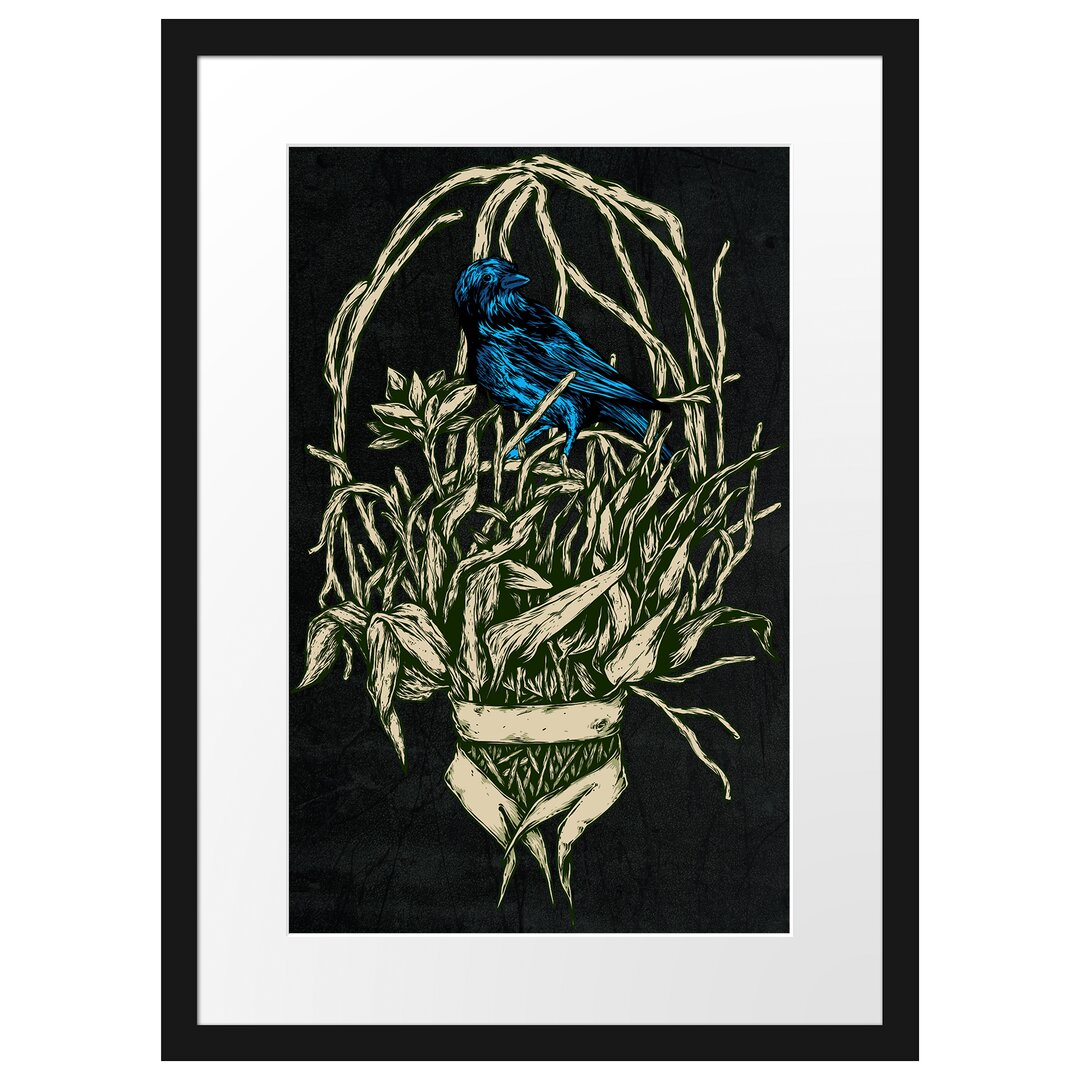 Gerahmtes Poster Blue Bird Black