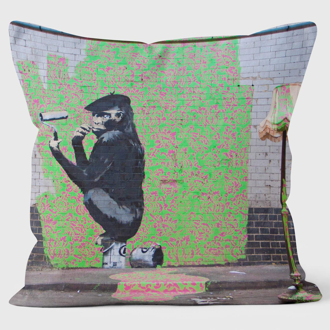 Painting Monkey Banksy Inspired - Graffiti Art Cushion