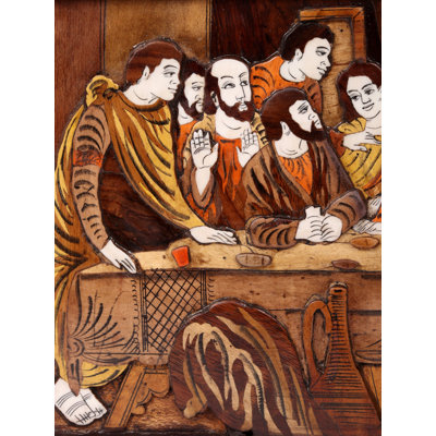 Art mural en bois incrusté à la main «Last Supper» 3D | Panneau de décoration chrétienne 30 pouces