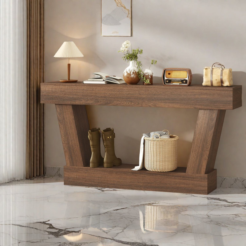 Canapé spacieux et consoles avec rangement, entrée rustique marron en MDF