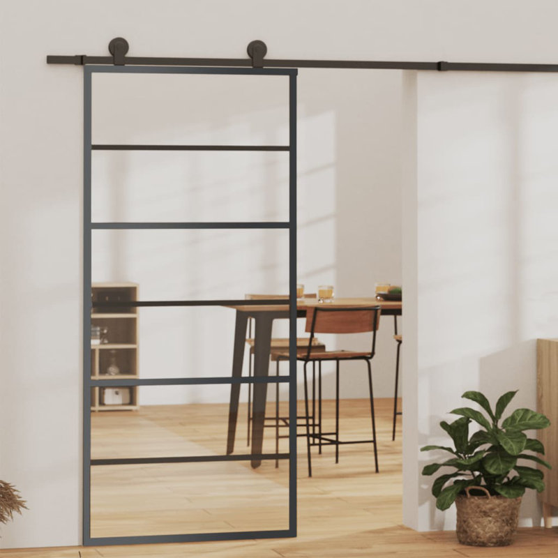 Borgos Glass and Aluminium Sliding Door, 205cm H x 90cm W x 5cm D