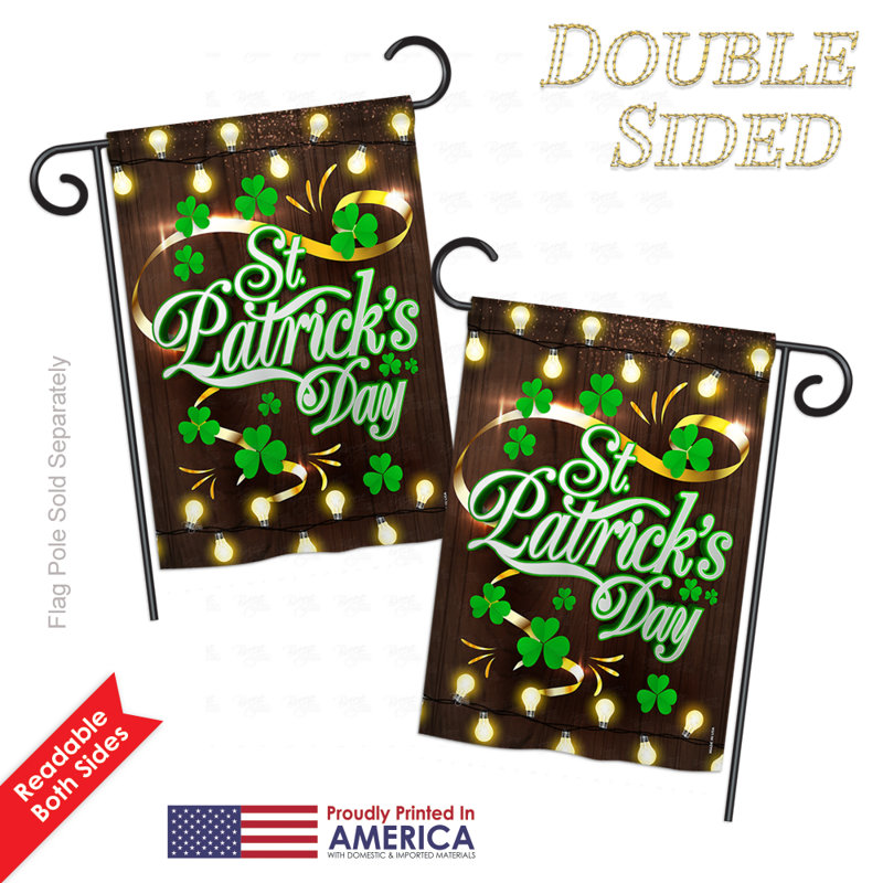 Lightful St. Patrick's Day Double-Sided Burlap Garden Flag