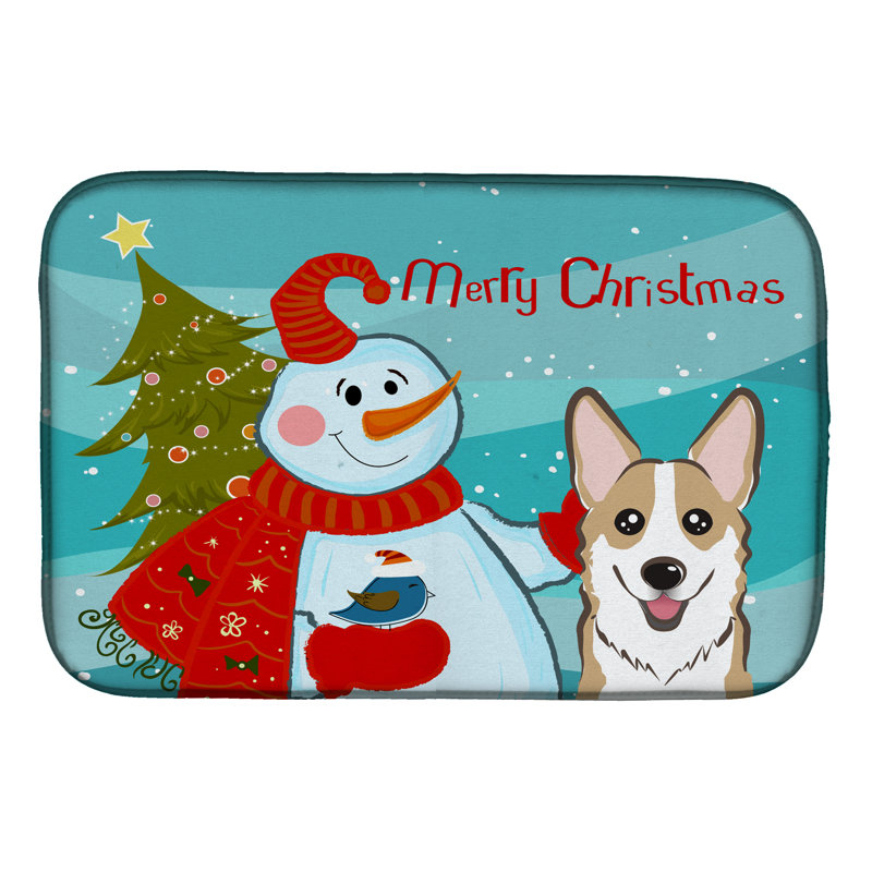 Sanadrug Snowman with Corgi Drying Mat, Beige