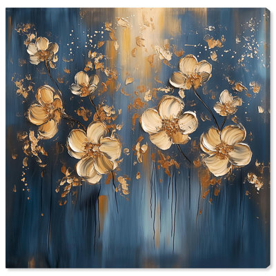 Luxurious Gold Blossoms Canvas Elegant Floral Art by Art Remedy