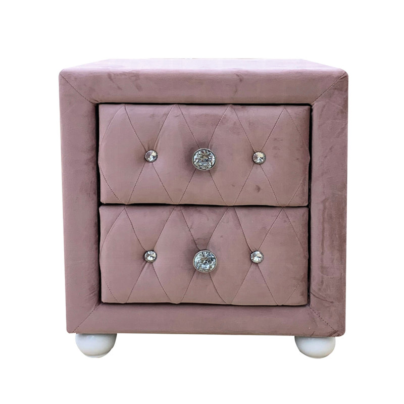 Table de chevet rose rembourrée 2 po
