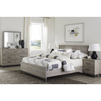 Gray Wood Full Size Bed - Modern Bedroom Engineered And Headboard Furniture In Scratch Stain