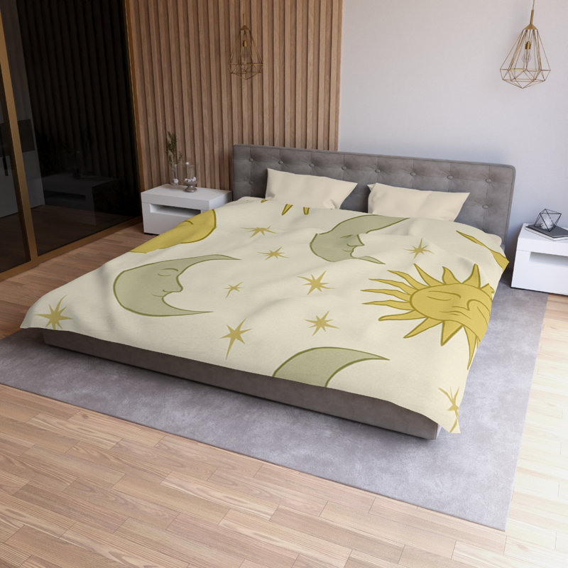 Microfiber Duvet Cover Boho Style, Design 53, Cream, King Duvet Cover