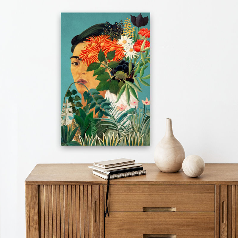 «Frida In Henri's Garden Abstract Flower Landscape», reproduction d'art murale, 18" H x 12" W