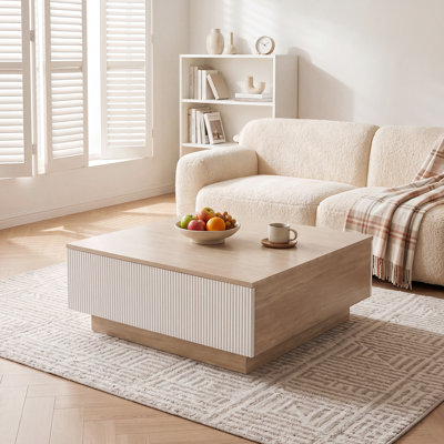table basse en faux travertin avec 2 tiroirs odern, table de centre minimaliste d'aspect pierre beige avec tiroirs de rangement pour peinture mate, table basse contemporaine