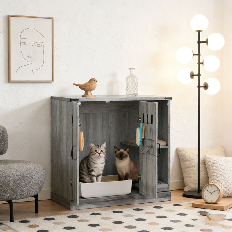 Litière pour chat avec prise de courant