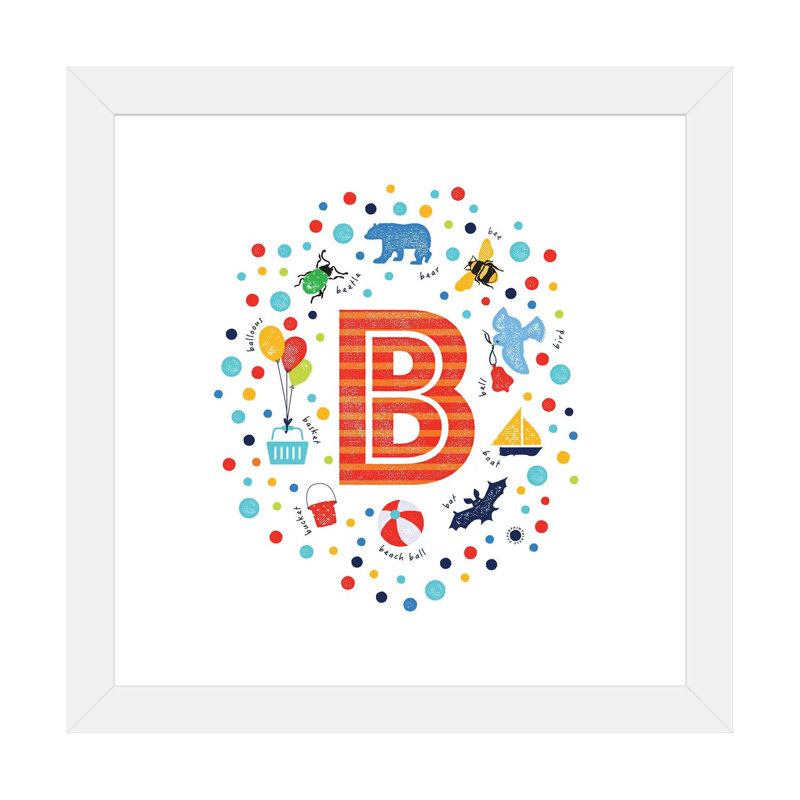 B - Imprimé, Papier encadré blanc, Blanc, H 24 po x l 24 po x p 1 po
