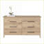 Commode double 6 tiroirs avec plateau supérieur Poignées noires, chêne clair / blanc | Multicolore | Bois d'ingénierie-122055982