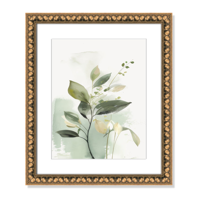 «Greenery Serenade II» par Irena Orlov, 17'' W x 20'' H, Imprimé mat, Perles de feuilles dorées