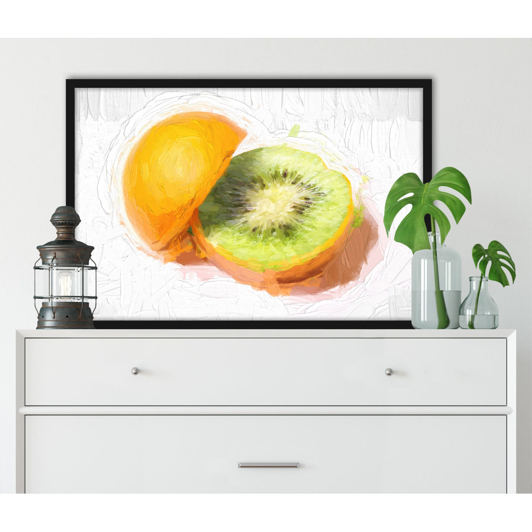 Gerahmter Fotodruck Orange-Kiwi-Frucht