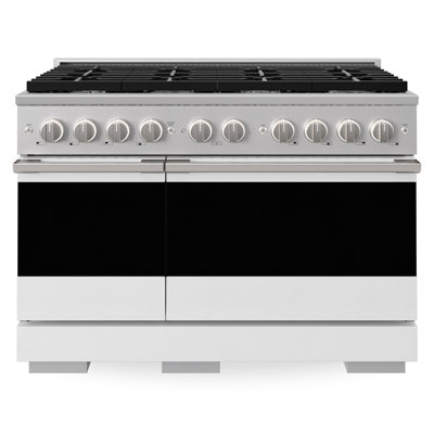 ZLINE 48 in. 6.7 cu. ft. Marino Dual Fuel Range w/ 8 Burners and Electric Oven w/ White Matte Doors