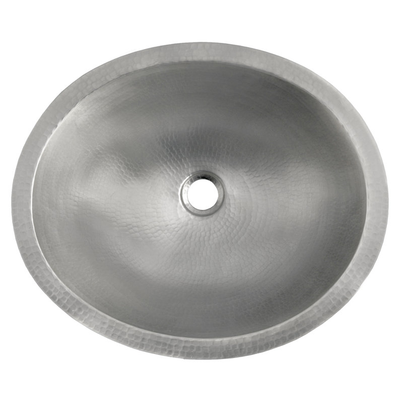 Classic Brushed Nickel Hand Hammered Oval Undermount Bathroom Sink