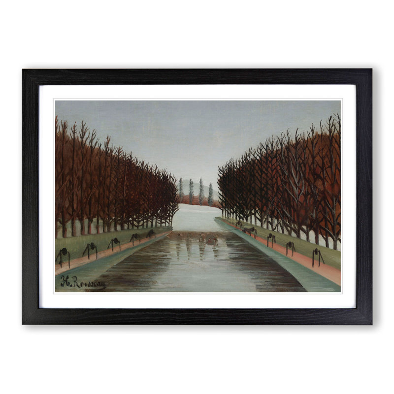 The Canal by Henri Rousseau - Picture Frame Painting, 48cm H x 65cm W x 2cm D, Black Framed