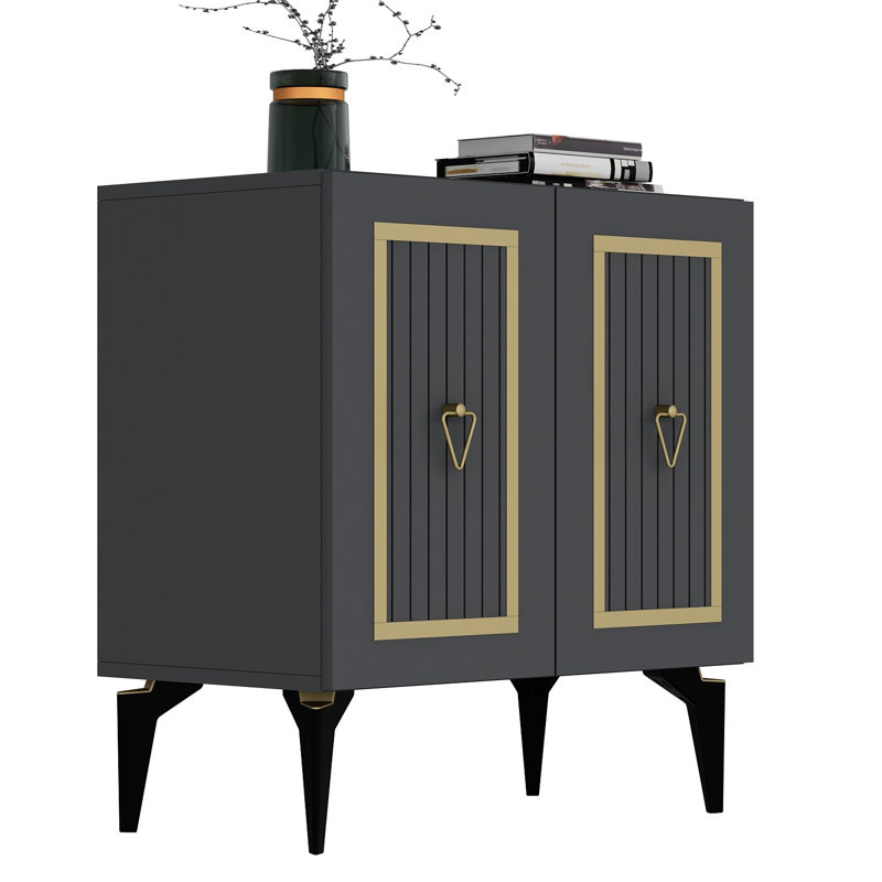 Olivia Accent Chest, Anthracite/Gold