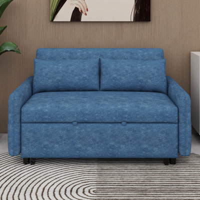 Canapé-lit escamotable avec dossier ajustable, poches de rangement, 2 coussins moelleux, ports USB