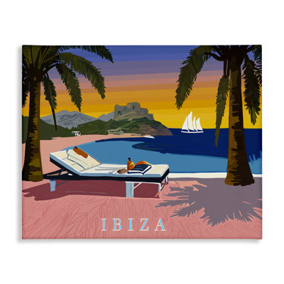 Art mural sur toile Ibiza Tropical Beach View par Amelia Noyes