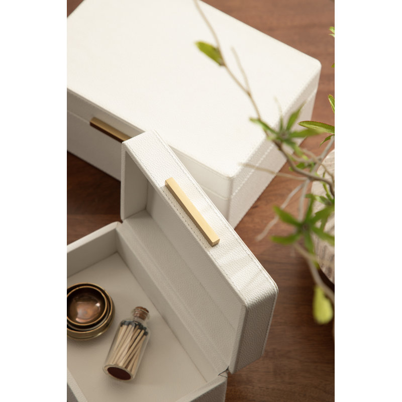 Namina Vegan Leather Storage Box Set of 2, White