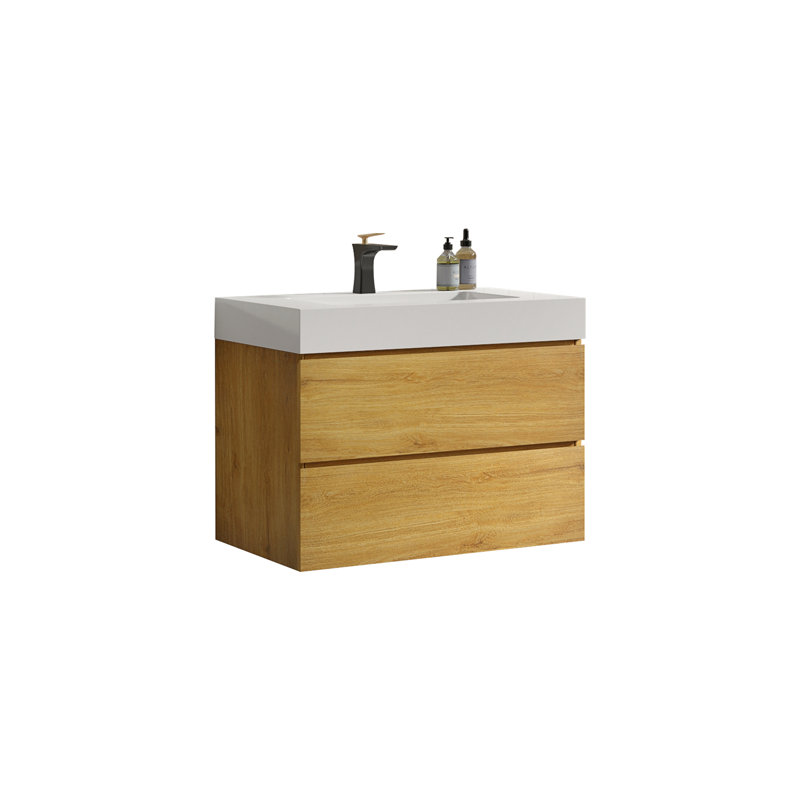 Céramique de salle de bain avec tiroir et meuble-lavabo Yanush