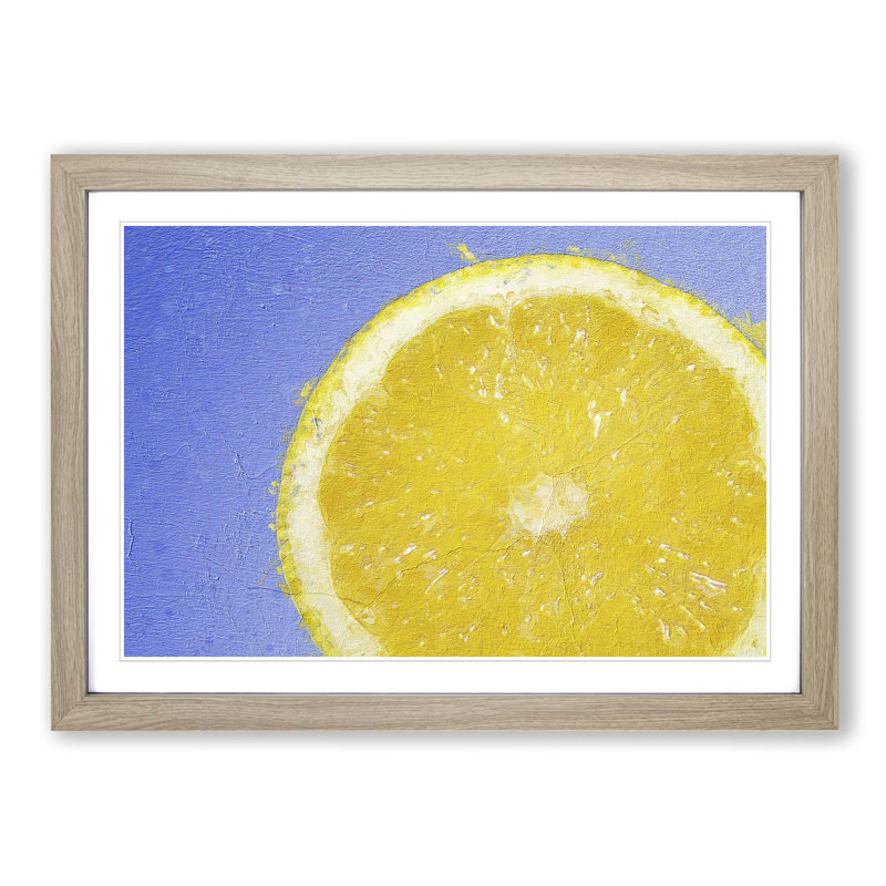 Lemon Slice - Picture Frame Painting Print, 48cm H x 65cm W x 2cm D, Oak Framed