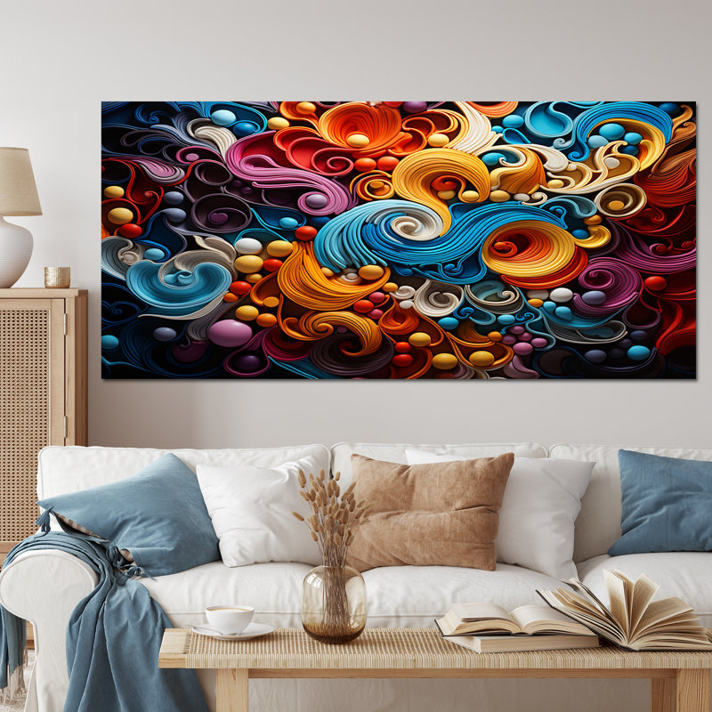 Opt Art Vibrant Illusions I - art mural Op Art, Toile tendue, H 28 po x l 60 po x P 1,5 po