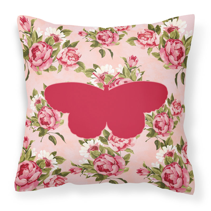 Floral Outdoor Throw Pillow, Pink
