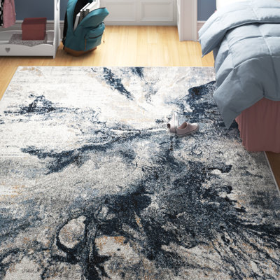 Dittmer Abstract Navy/Ivory Area Rug