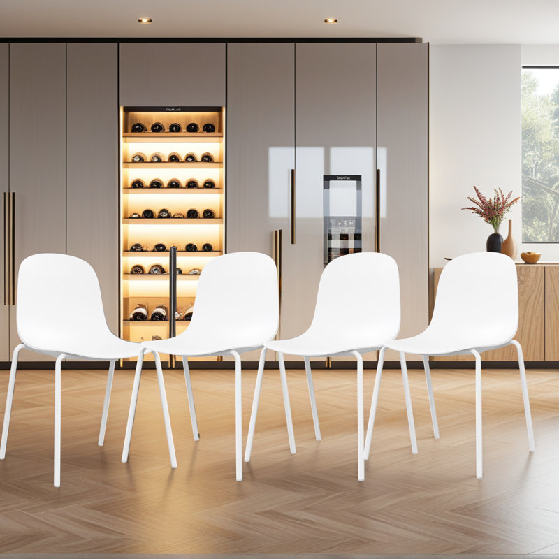Indoor&Garden Modern Solid Color Stackable Dining Chair, White