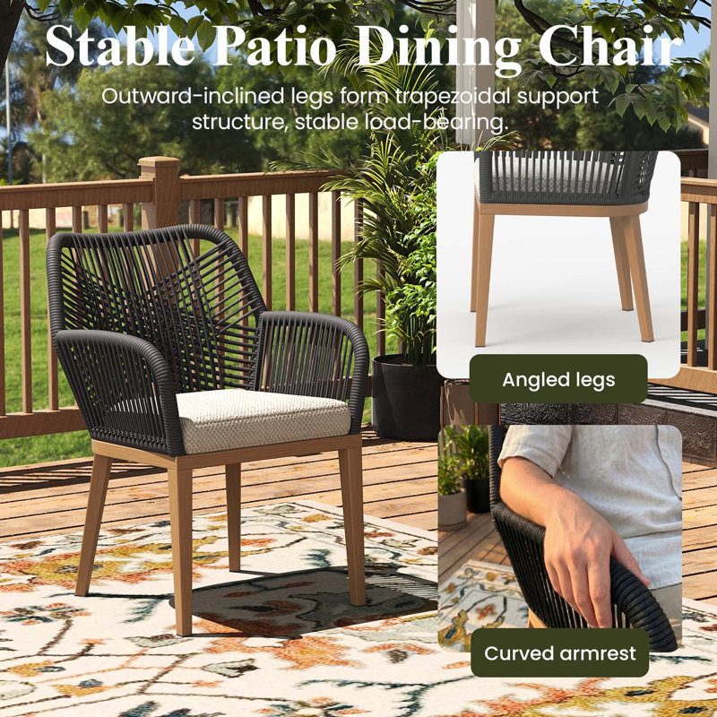 9 Pieces Outdoor Dining Set With Rectangular Dining Table And 8 Chairs, Beige, Brown, 8