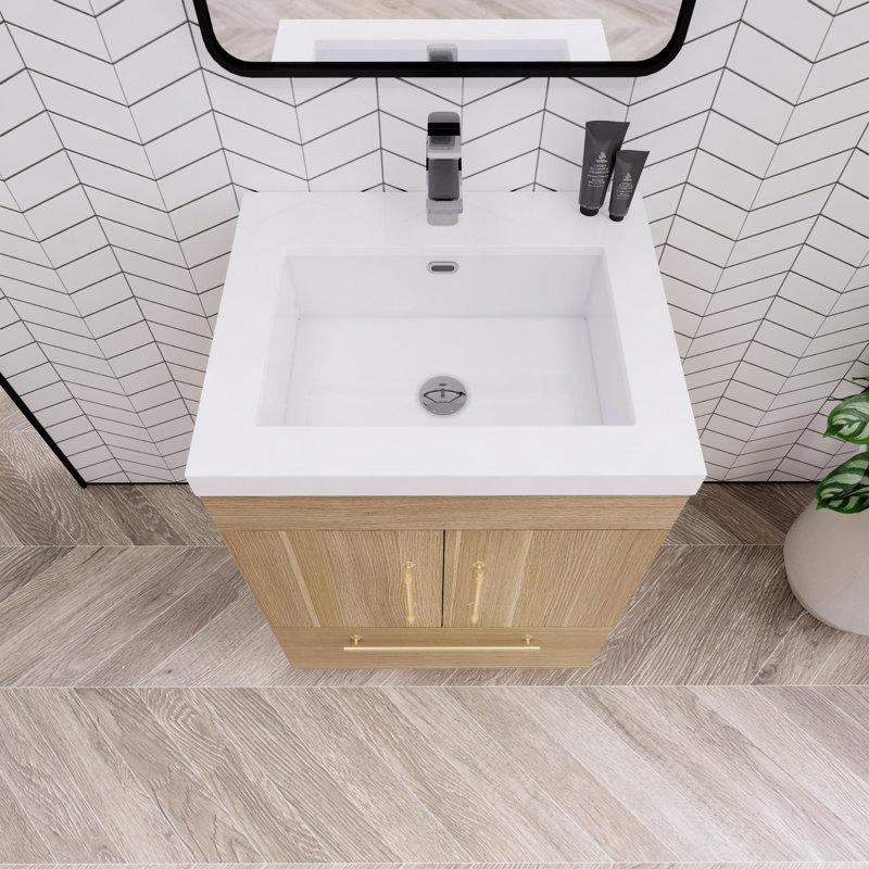 Spring 24" Single Bathroom Vanity, Champagne Oak