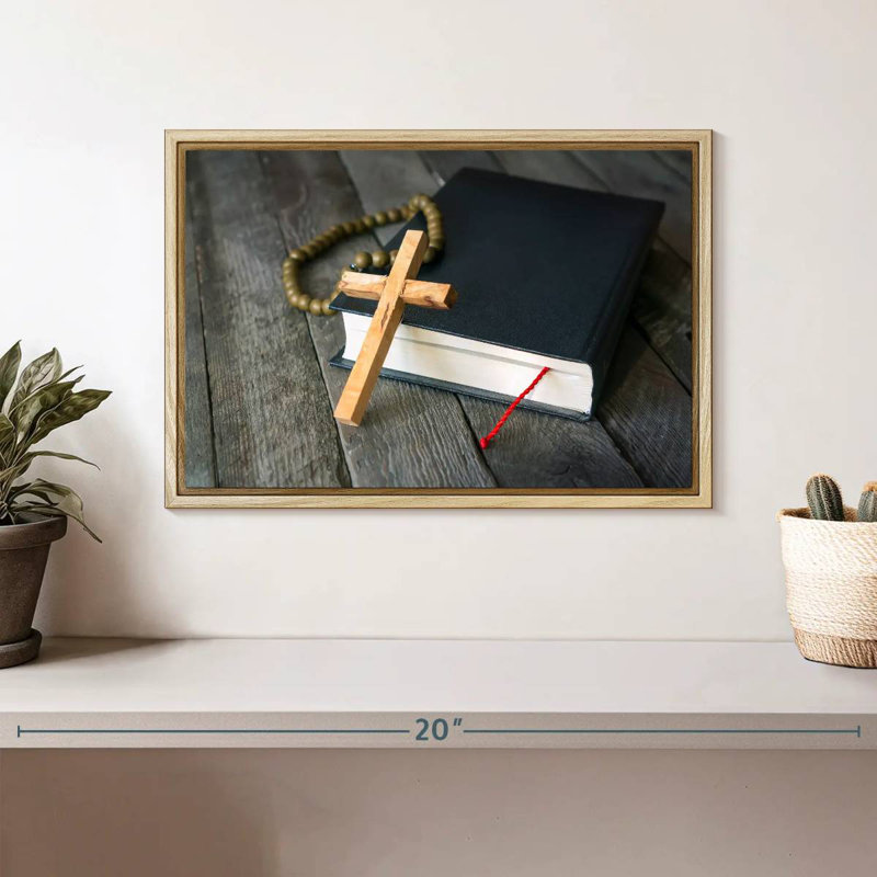 Croix en bois, Cadre flottant en bois naturel, 13 po x 9 po