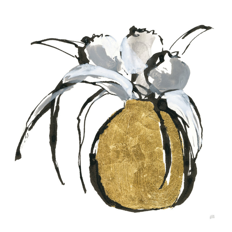 Vase doré II, H 20 po x l 20 po